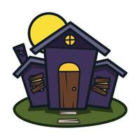 Scary Abandoned Haunted House. Halloween Icon Vector Illustration