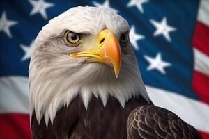 calvo águila con Estados Unidos bandera en el antecedentes. ai generativo foto