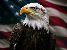 calvo águila con Estados Unidos bandera en el antecedentes. ai generativo foto