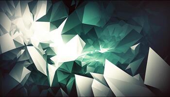 Polygonal high resolution pattern for background, white and teal and green flares. Abstract hexagonal polygonal low poly triangular high resolution futuristic green energetic background photo