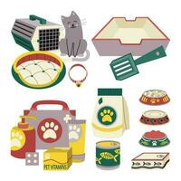 conjunto de elementos para animales, gatos, perros. mascota cuidado. vector