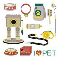Set of elements for animals, cats, dogs. Pet care. vector