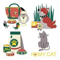 Set of elements for animals, cats, dogs. Pet care. vector