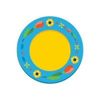 A plate with floral patterns, tableware. Ukrainian symbols vector