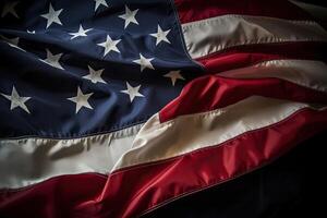 Closeup of grunge United States of American flag background. photo