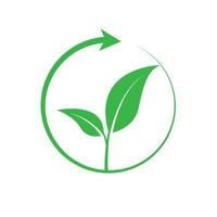 green energy logog with circle and sprout new leaf vector