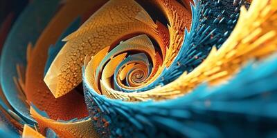Abstract Background of spiral waves golden bright colors and overlapping. Made by photo