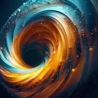 Abstract Background of spiral waves golden bright colors and overlapping. Made by photo