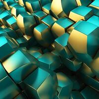 abstract background of golden cyan geometric shape. photo