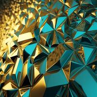 abstract background of golden cyan geometric shape. photo