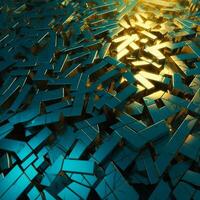 abstract background of golden cyan geometric shape. photo