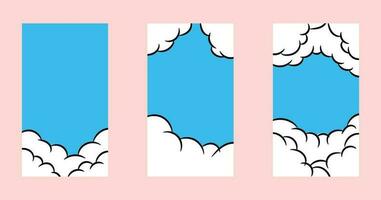 cartoon cloud sky outline template background vector