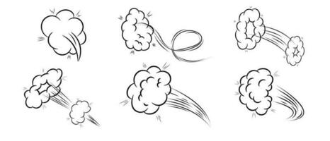 cartoon smoke speed effect comic doodle vector