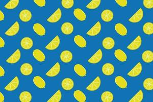 seamless pattern yellow lemon in blue vector