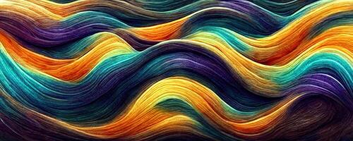 mano dibujado decorativo vistoso olas modelo. collage contemporáneo impresión con creativo futurista olas modelo con púrpura y amarillo colores, textura. generativo ai foto