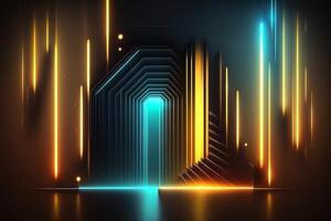 abstract futuristic colorful background with lights, . abstract futuristic neon background with glowing ascending lines. Fantastic background for gamer or slide show photo