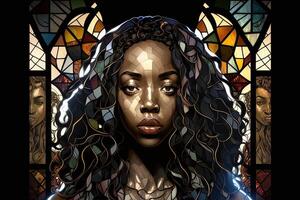 beautiful black woman made out of stained glass. Black live matter concept. Black people. Woman day concept. 8 march international women's day photo