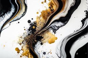 Marble ink abstract art from exquisite original painting for abstract background, color white, gold, black. Painting was painted on high quality paper texture to create smooth background photo