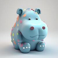 collection of happy, smiling, joyful cartoon style Hippo characters for summer, vacation design. Cartoon Hippo smiling avatar photo