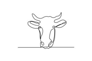 cow head single continuous line illustration vector design