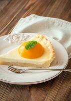 Peach tart with mascarpone cream photo