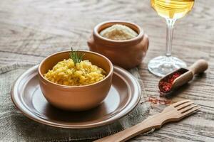 Risotto with saffron and parmesan photo