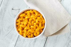 Bowl of macaroni and cheese photo