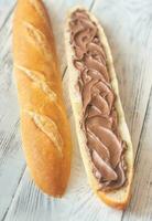 Baguette with chocolate cream photo