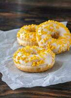 Three lemon donuts photo