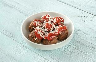 Bowl of meatballs photo