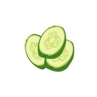 Vector ilustration element of cucumber in cartoon stile. Isolated on a white background.