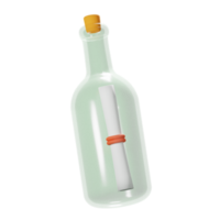 3d botella mensaje icono png