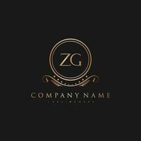 ZG Letter Initial with Royal Luxury Logo Template vector