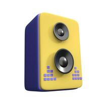 altavoz 3d icono. volumétrico retro audio altavoz con azul altoparlante. equipo para fiestas y hogar escuchando música. altavoz sistema para profesional estudio. realista 3d representación ilustración foto