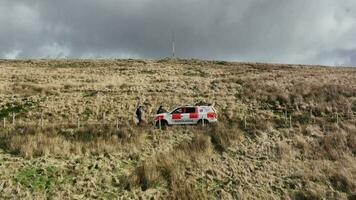 4x4 Mountain Rescue Ambulance Vehicle on a Callout to an Emergency video