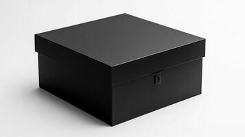 Black box mockup isolated on white background, photo