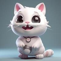 linda gracioso dibujos animados gato con gracioso expresión. dibujos animados personaje sonrisa cara gato, generativo ai foto