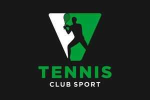 Vector initials letter V with tennis creative geometric modern logo design.