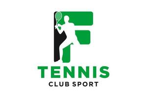 Vector initials letter F with tennis creative geometric modern logo design.