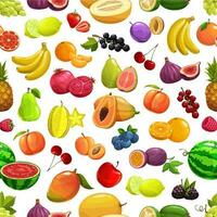 Tropical fruit and berries pattern background vector