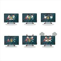 Alphabet on monitor cartoon character with various angry expressions vector