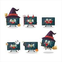 Halloween expression emoticons with cartoon character of alphabet on monitor vector