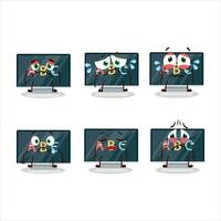 Alphabet on monitor cartoon character with sad expression vector