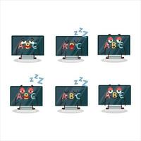 Cartoon character of alphabet on monitor with sleepy expression vector