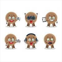 Bronze medals ribbon cartoon character are playing games with various cute emoticons vector
