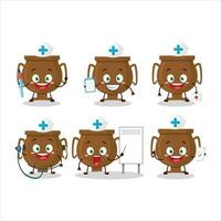 Doctor profession emoticon with bronze trophy cartoon character vector