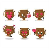 Bronze trophy cartoon character with love cute emoticon vector
