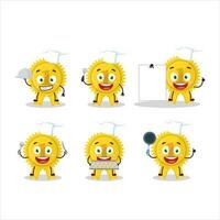 Cartoon character of gold medal ribbon with various chef emoticons vector