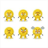 Gold medal ribbon cartoon character with various angry expressions vector