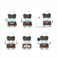 Mokka pot cartoon character with various types of business emoticons vector